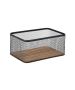 Καλάθι 24x16,5x11cm Αποθήκευσης & Οργάνωσης Μεταλλικό Μαύρο με Βάση Ακακίας Estia Home Art Wired 02-27674