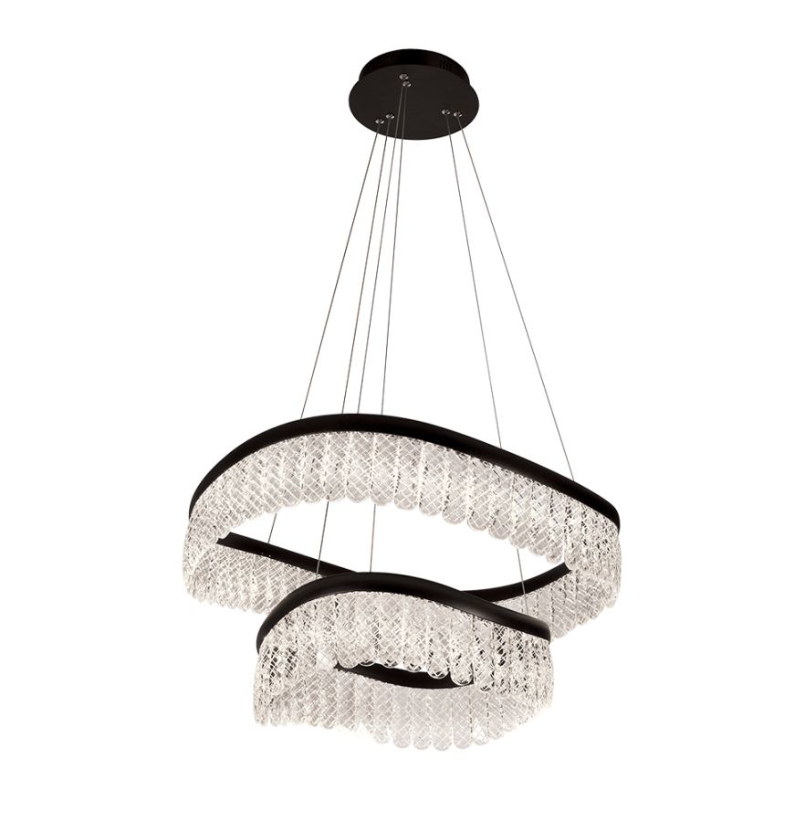 Φωτιστικό Κρεμαστό 600xH1200mm Led 51w 2000 lm 3000K Μαύρο-Κρύσταλλα Viokef Crystal  4291600
