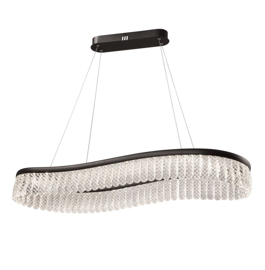 Φωτιστικό Κρεμαστό 1000xH1200mm Led 41w 1600 lm 3000K Μαύρο-Κρύσταλλα Viokef Crystal  4291700