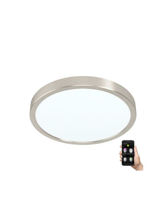 Πλαφονιέρα Οροφής IP44 Ø28,5cm LED 19,5w 2550lm 2700-6500K Remote-App Nickel Satine Eglo Fueva-Z 98845