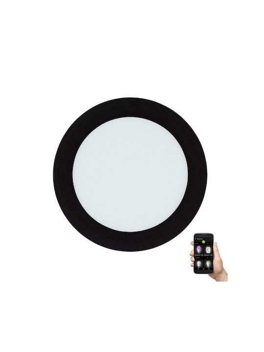Στρογγυλό Χωνευτό Μαύρο 16,6cm LED Panel 10,5w 2700-6500K 1520lm Τηλεχειριστήριο-App Eglo Fueva 900107