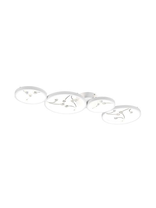 Φωτιστικό Πλαφονιέρα Οροφής  L95,5x40xH6,5cm Led 37w 4800K 3800lm White Matt Trio Groovy 642110431