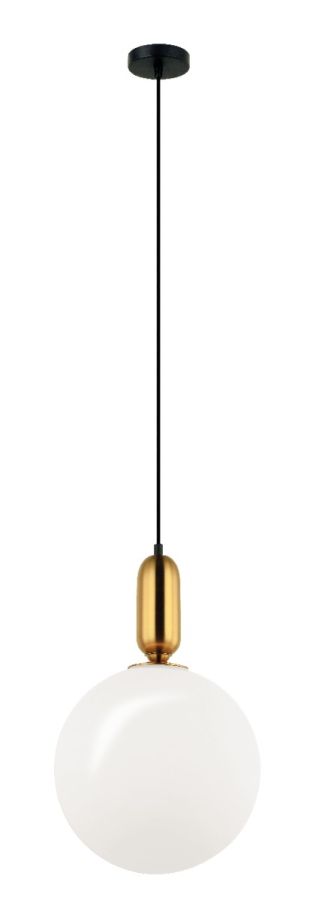 Φωτιστικό Κρεμαστό Μονόφωτο Ø300x470xH1530mm Λευκό Οπάλ Γυαλί-Ανάρτηση Χρυσή Viokef Neptune 4230600