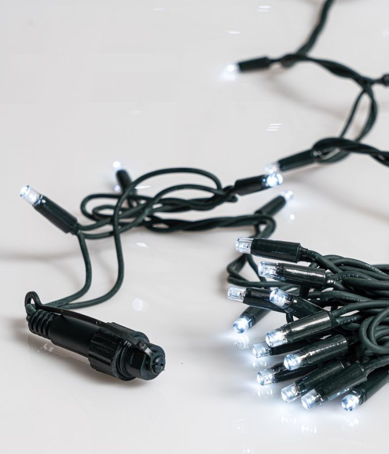 400Led Rubber Λαμπάκια Καουτσούκ Επεκτεινόμενα Ip65 Με Πράσινο Καλώδιο/Λευκό Λαμπάκι (10cm Απόσταση) 39Μέτρα (Kelvin: 6.000 - 10.000) Lianos 80100
