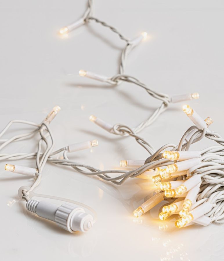 100Led Rubber Λαμπάκια Επεκτεινόμενα Με Λευκό Καλώδιο/Θερμό Λαμπάκι ,Ip65 ,(10cm Απόσταση) 10 Μέτρα (Kelvin: 2.500 - 3.000) Lianos 80254