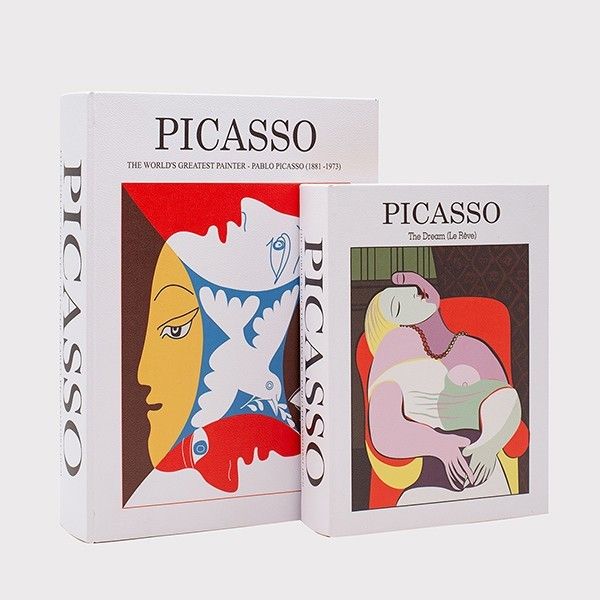 S/2 ΚΟΥΤΙΑ ΒΙΒΛΙΑ PICASSO ΞΥΛΙΝΑ ΛΕΥΚΟ - ΚΟΚΚΙΝΟ - ΜΑΥΡΟ 34x25x7cm / 27x20x5.5cm Eurolamp 819-00465