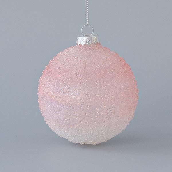ΓΥΑΛΙΝΗ ΜΠΑΛΑ, ΡΟΖ, ΜΕ GLITTER, ΣΕΤ 4ΤΜΧ, 8cm Eurolamp 600-45058
