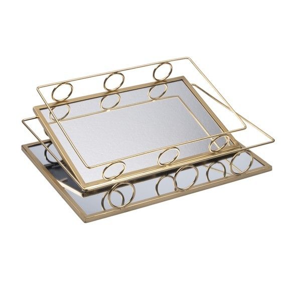 S/2 ΔΙΣΚΟΙ ΜΕΤΑΛΛΙΚΟΙ ΜΕ ΚΑΘΡΕΦΤΗ ΧΡΥΣΟΙ 37x26x6cm / 32x22x5.5cm Eurolamp 819-02154