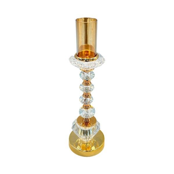 ΚΗΡΟΠΗΓΙΟ ΜΕΤΑΛΛΙΚΟ - ΓΥΑΛΙΝΟ ΧΡΥΣΟ 13x13x41cm Eurolamp 819-02035