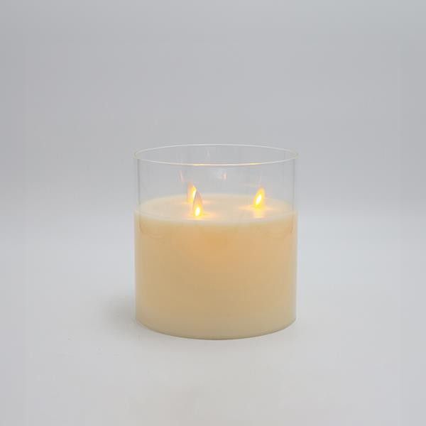 ΚΕΡΙ ΜΠΑΤΑΡΙΑΣ ΜΕ 3 ΚΙΝΟΥΜΕΝΕΣ ΦΛΟΓΕΣ, ΜΕ ΓΥΑΛΙ, ΙΒΟΥΑΡ, ΜΕ ΧΡΟΝΟΔΙΑΚΟΠΤΗ, 15x15cm Eurolamp 147-15134