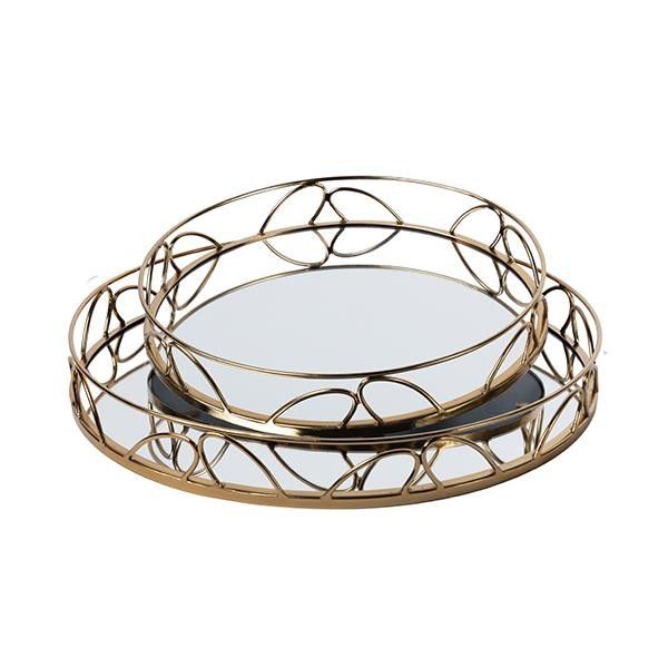 S/2 ΔΙΣΚΟΣ ΜΕΤΑΛΛΙΚΟΣ ΜΕ ΚΑΘΡΕΦΤΗ ΧΡΥΣΟΣ 39x5x39cm/ 30.5x5x30.5cm Eurolamp 819-01150