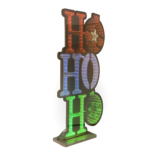 XMAS ΚΑΘΡΕΦΤΗΣ HO HO HO ΜΕ 496 LED ΜΕΤΑΣΧΗΜΑΤΙΣΤΗ KOKKINO ΛΕΥΚΟ & ΠΡΑΣΙΝΟ LED ΠΑΡΟΧΗ 3m 30x60cm IP20 Eurolamp 600-49608