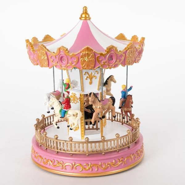 ΚΑΡΟΥΖΕΛ ΜΕ ΖΩΑΚΙΑ, ΡΟΖ, ΜΕ ΜΕΤΑΣΧΗΜΑΤΙΣΤΗ, ΜΕ ΜΟΥΣΙΚΗ ΚΑΙ ΚΙΝΗΣΗ, 18.2x18.2x23,5cm Eurolamp 600-46321