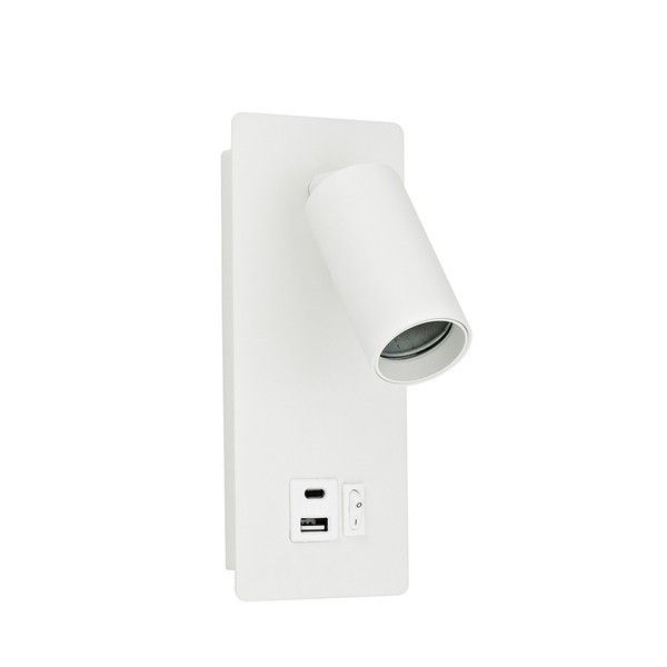 ΑΠΛΙΚΑ ΑΝΑΓΝΩΣΗΣ ΑΛΟΥΜΙΝΙΟΥ 1XGU11 MAX8W Φ40x80mm ΜΕ USB TYPE C ΑΣΠΡΗ ARTE ILLUMINA VON Eurolamp 145-22072