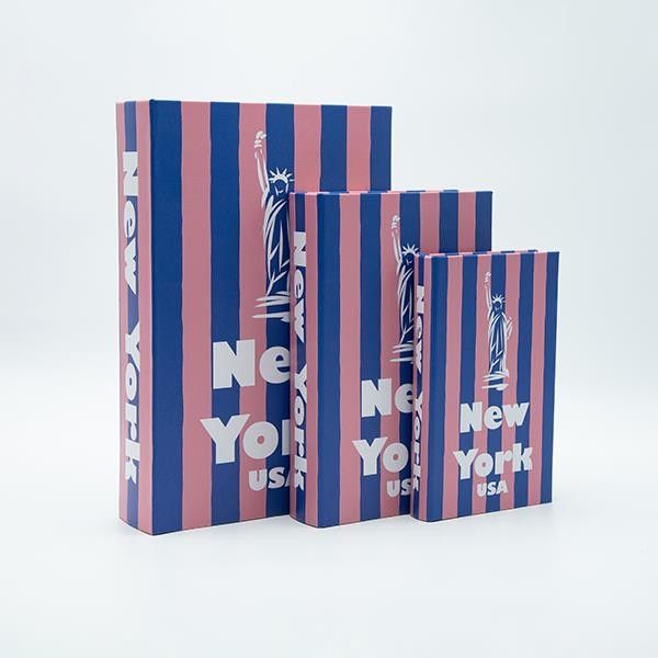 S/3 ΚΟΥΤΙ ΒΙΒΛΙΟ ΞΥΛΙΝΟ ΜΠΛΕ - ΡΟΖ 33x22x7cm / 26x17x5cm / 21x13x3cm Eurolamp 819-01397