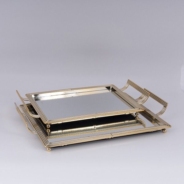 S/2 ΔΙΣΚΟΙ ΜΕΤΑΛΛΙΚΟΙ ΜΕ ΚΑΘΡΕΦΤΗ ΧΡΥΣΟΙ 46x28cm / 40x22cm Eurolamp 819-00971