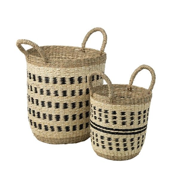 S/2 ΚΑΛΑΘΙΑ ΨΑΘΙΝΑ ΜΑΥΡΑ - ΜΠΕΖ - ΦΥΣΙΚΟ 30x30x42cm / 22x22x32cm Eurolamp 819-01721