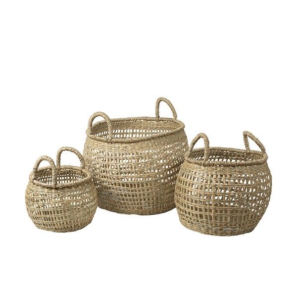 S/3 ΚΑΛΑΘΙΑ ΨΑΘΙΝΑ ΦΥΣΙΚΟ 44x44x43cm / 35x35x37cm / 25x25x26cm Eurolamp 819-01722