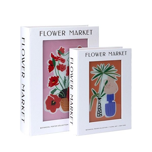 S/2 ΚΟΥΤΙΑ ΒΙΒΛΙΑ ΜΕ ΓΥΑΛΙ FLOWER MARKET ΞΥΛΙΝΑ ΠΟΛΥΧΡΩΜΑ 25x7x34 / 20x5.5x27cm Eurolamp 819-01939