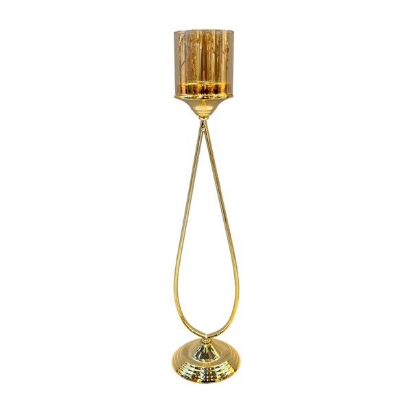 ΚΗΡΟΠΗΓΙΟ ΜΕΤΑΛΛΙΚΟ - ΓΥΑΛΙΝΟ ΧΡΥΣΟ 14x14x63cm Eurolamp 819-02049