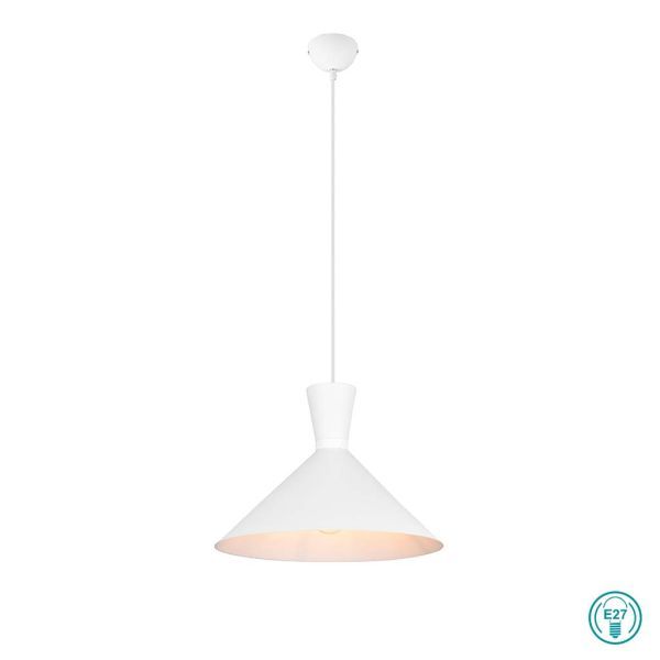 Φωτιστικό Κρεμαστό Η150xØ35cm 1xE27 Λευκό Ματ Trio Enzo R30781931