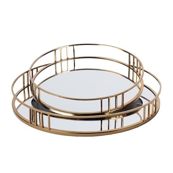 S/2 ΔΙΣΚΟΣ ΜΕΤΑΛΛΙΚΟΣ ΜΕ ΚΑΘΡΕΦΤΗ ΧΡΥΣΟΣ 39x5x39cm / 30.5x5x30.5cm Eurolamp 819-01145