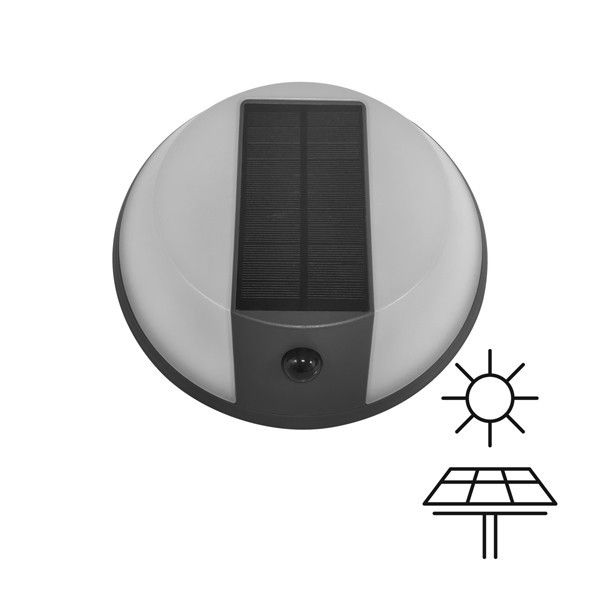 ΑΠΛΙΚΑ ΣΤΡΟΓΓΥΛΗ ΜΕ ΗΛΙΑΚΟ PANEL 5W 500LM 4000Κ IP54 ΜΑΥΡΟ ARTE ILLUMINA Eurolamp 145-20827