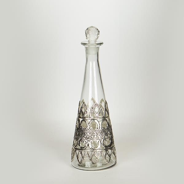 ΚΑΡΑΦΑ  ΓΥΑΛΙΝΗ - ΜΕΤΑΛΛΙΚΗ ΑΣΗΜΙ 12x35cm Eurolamp 752-10512