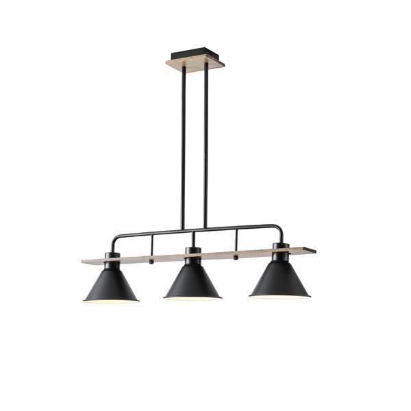 ΦΩΤΙΣΤΙΚΟ ΚΡΕΜΑΣΤΟ ΞΥΛO-ΜΕΤΑΛΛO 3ΦΩΤΟ 3XΕ27 Max 15W 780X180X865mm ΜΑΥΡΟ ARTE ILLUMINA CONO Eurolamp 144-30110