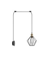 SE21-BR-10-BL1W-GR1 MAGNUM Bronze Metal Wall Lamp with Black Fabric Cable and Metal Grid+ 1Z2 HOMELIGHTING 77-8886
