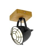 Φωτιστικό Vintage Σποτ Επίτοιχο/Οροφής Φυσικό Ξύλο -Μαύρο Eglo Gatebeck 49076