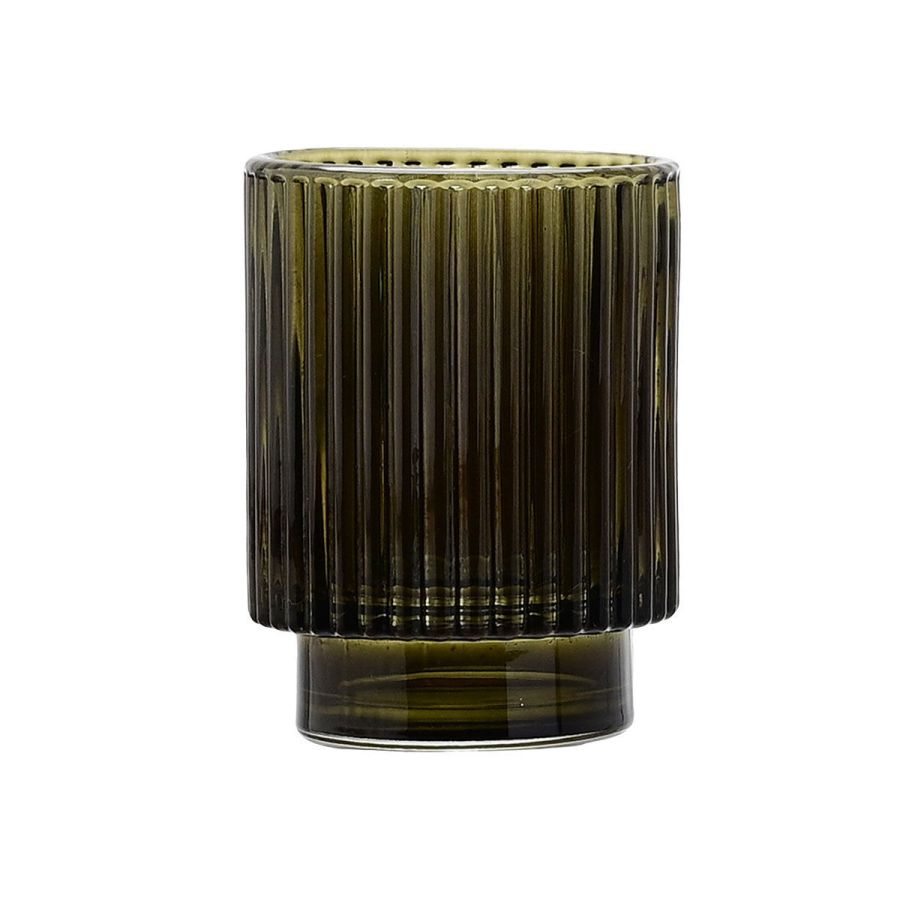 Ποτηροθήκη Μπάνιου 7,5x7,5x9,7cm Γυάλινη Λαδί Estia Home Art Olive Series 02-14889