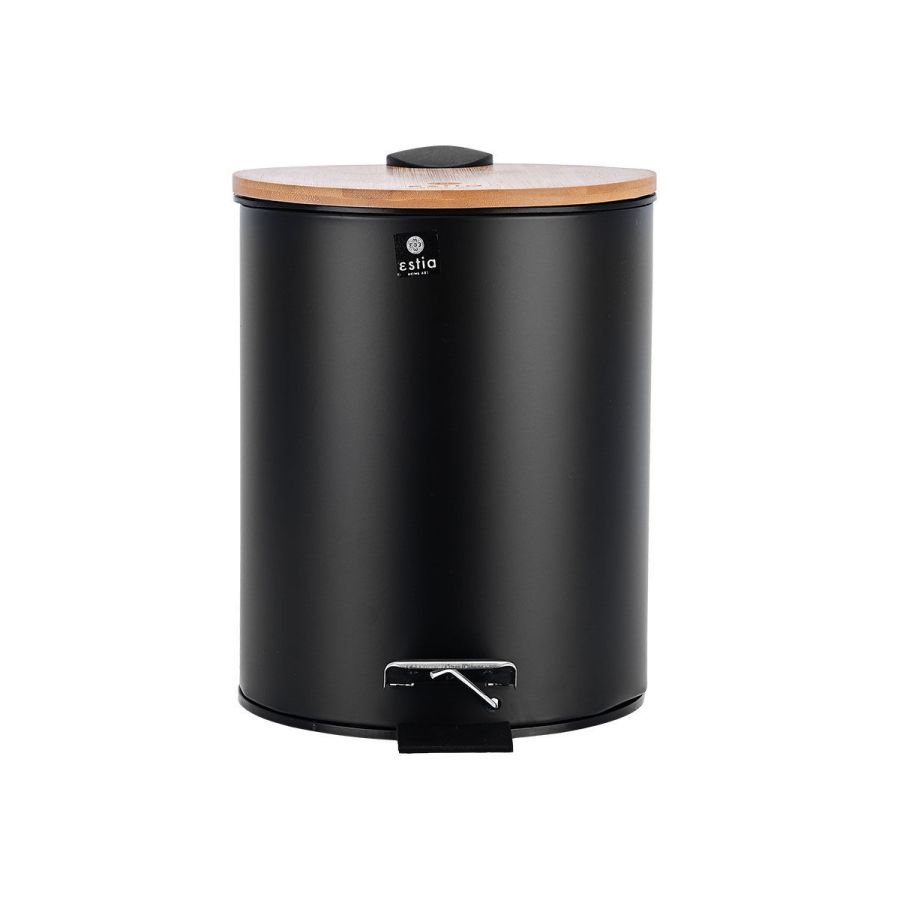 Χαρτοδοχείο Μπάνιου 5lt Μαύρο Soft Close Estia Home Art Bamboo Essentials 02-12748
