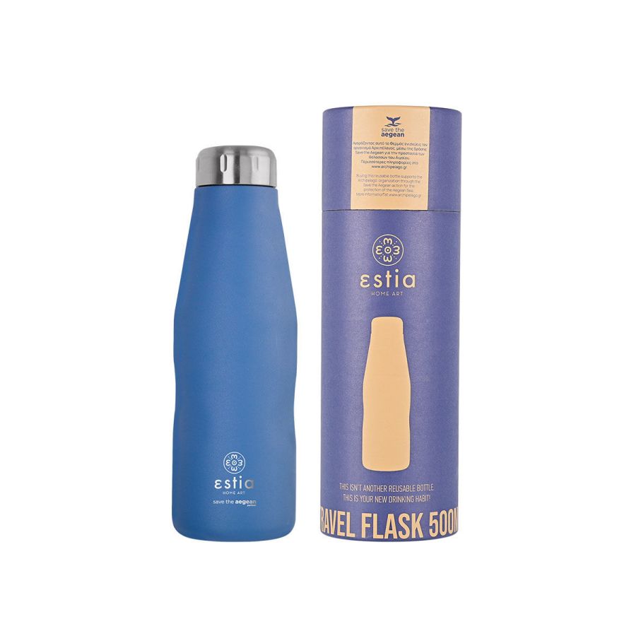 Θερμός Travel Flask Save the Aegean 500ml Denim Blue Estia Home Art 01-12052