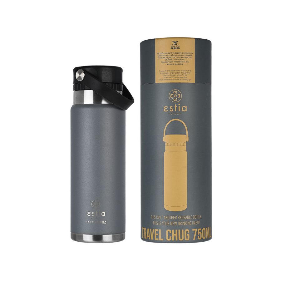 Θερμός Travel Chug 750ml Estia Home Art Save The Aegean Fjord Grey 01-17897