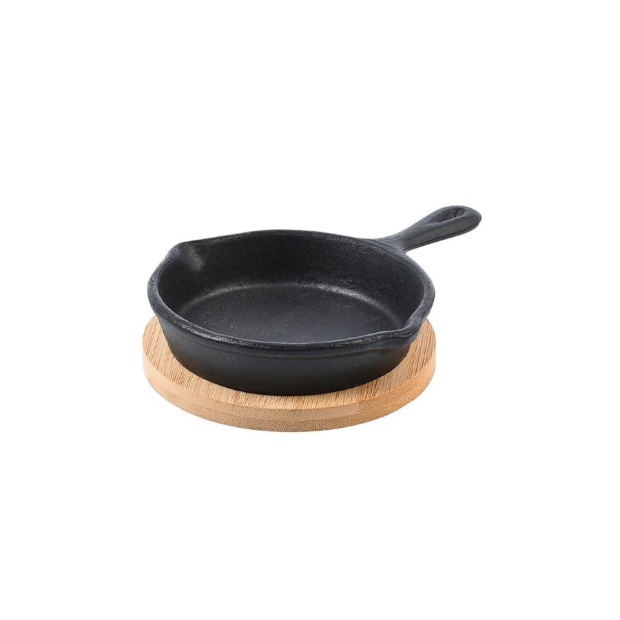 Τηγάνι Σερβιρίσματος 10cm Μαντεμένιο με Βάση Bamboo Estia Home Art Iron 01-18672