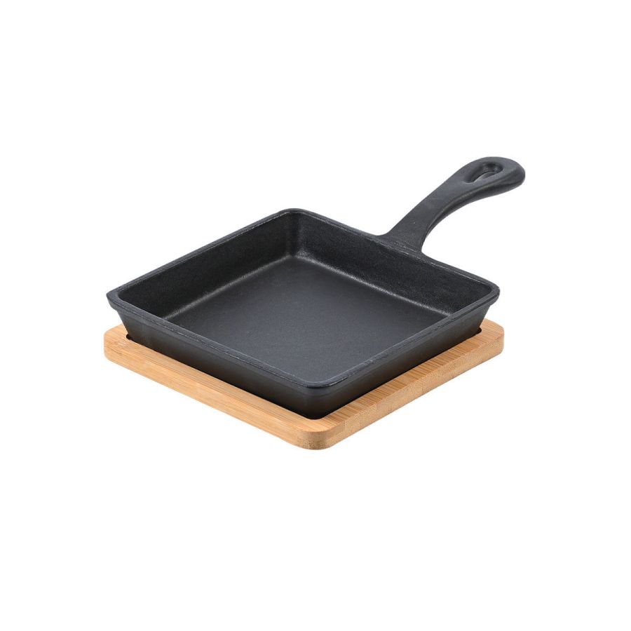 Τηγάνι Σερβιρίσματος 14cm Μαντεμένιο με Βάση Bamboo Estia Home Art Iron 01-18689