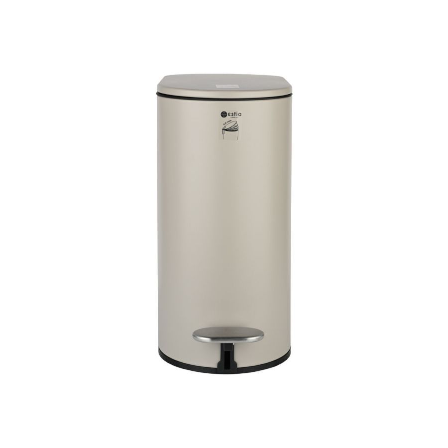 Χαρτοδοχείο Μπάνιου Μεταλλικό 5lt M13,8xΠ28,4Y30,5cm Slim Soft Close Oval Taupe Estia Home Art 02-19129