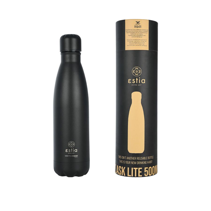 Θερμός Flask Lite Save the Aegean 500ml Midnight Black Estia Home Art 01-17989