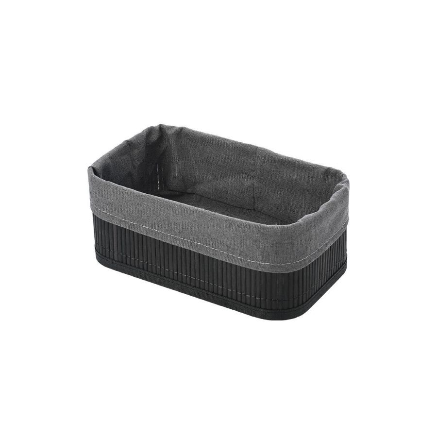 Καλάθι Οργάνωσης 24,5x15x10cm Μαύρο με Επένδυση Estia Home Art Bamboo Essentials 02-19686