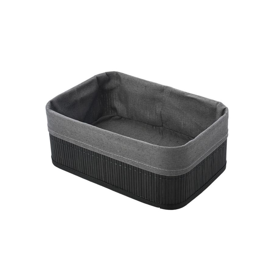 Καλάθι Οργάνωσης 30x20x10cm Μαύρο με Επένδυση Estia Home Art Bamboo Essentials 02-19693