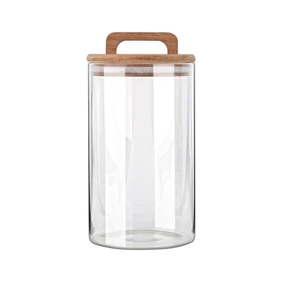 Δοχείο Αποθήκευσης Γυάλινο 1000ml 10x10xΗ19cm Καπάκι Ξύλο Ακακίας Estia Home Art 01-17484
