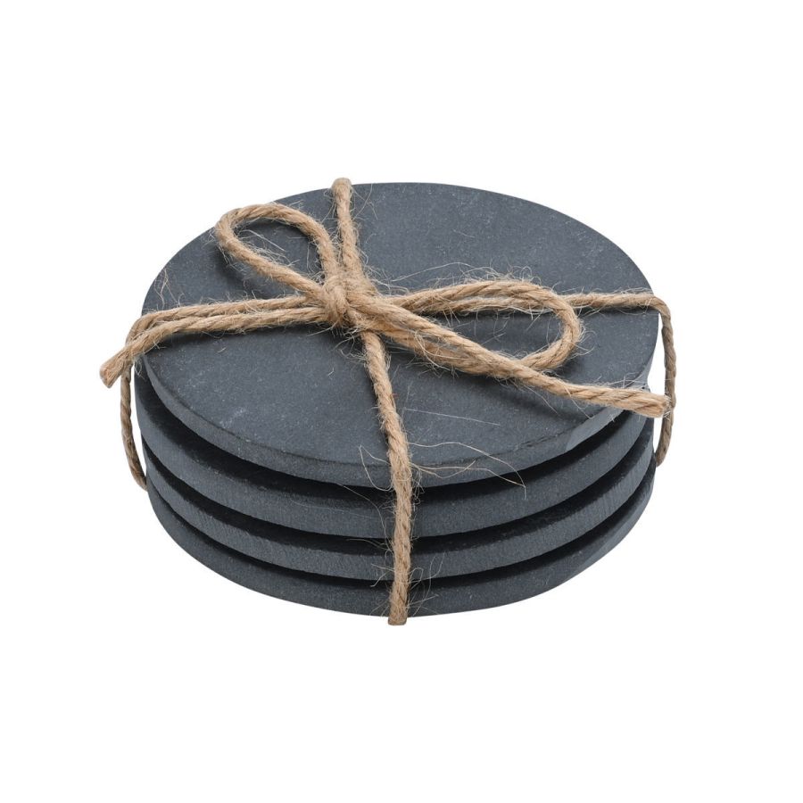 Σουβέρ Στρόγγυλα 10cm Σχιστόλιθου Σετ 4τμχ. Estia Home Art 07-24109