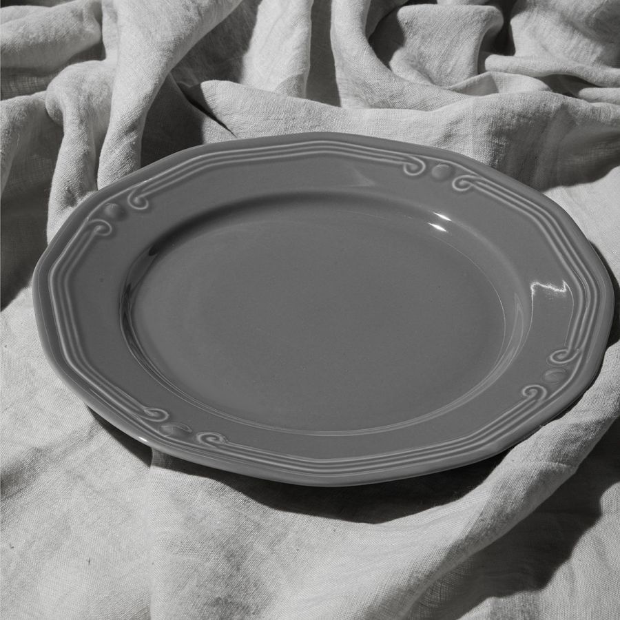 Πιάτο Ρηχό Πορσελάνινο Ανάγλυφο 27cm Estia Home Art Athénée Grey 07-13653