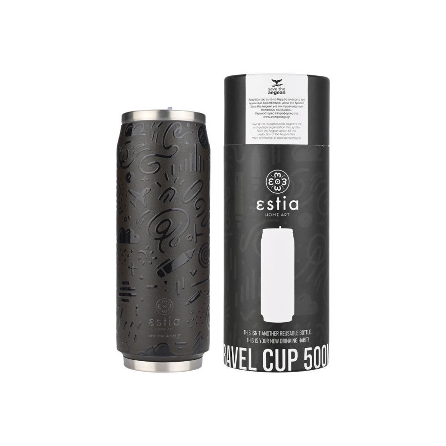 Θερμός 500ml Travel Cup Noir Echo Estia Home Art  Save the Aegean 01-22631