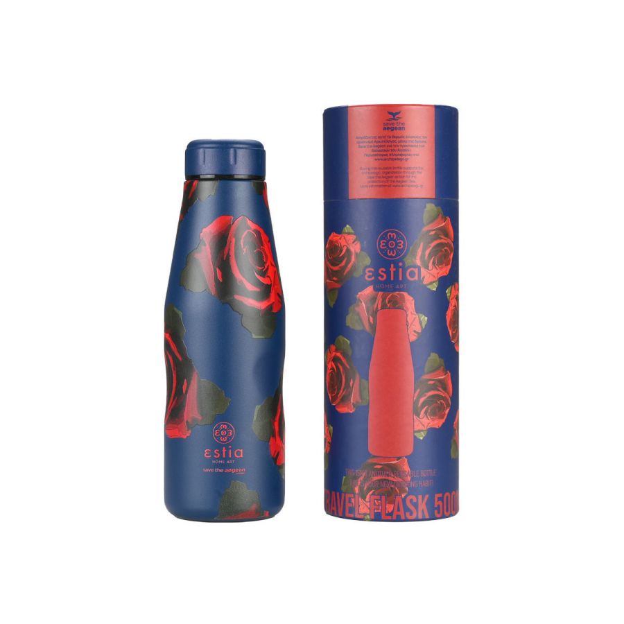 Θερμός 500ml Travel Flask Εstia Home Art Save The Aegean Electric Roses 01-22112