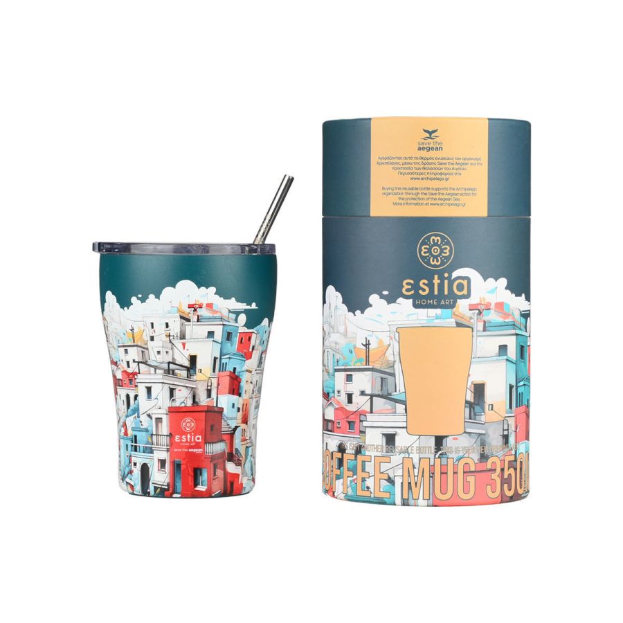 Θερμός Coffee Mug 350ml Estia Home Art Save the Aegean Urban Mythos 01-23096