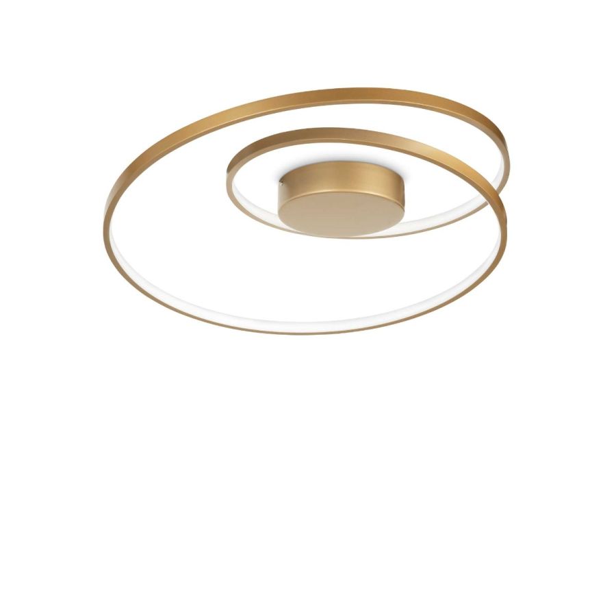 Φωτιστικό Οροφής Ø600xΗ180mm Led Dimmable 48w 3000K 5200lm Brushed Brass Ideal Lux Oz PL D60 Dali 304533