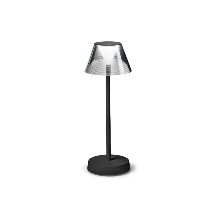 Φωτιστικό Επιτραπέζιο Led 7w 3000K 200lm Επαναφορτιζόμενο IP54 Ø125 Υ345mm Ideal Lux Lolita TL Black 286716