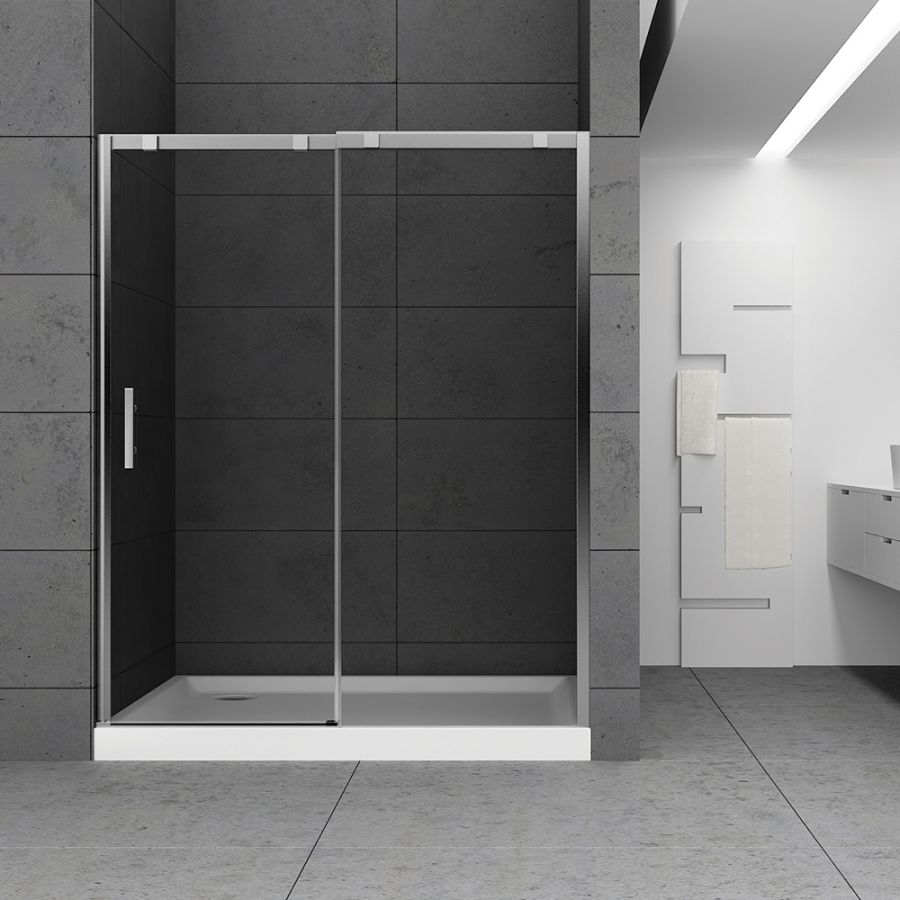 Καμπίνα Ντουζιέρας Μ130xY180cm Κρύσταλλο Easy Clean 8mm 1 Σταθερό -1 Συρόμενο Orabella Avantgarde Soft Close 30241